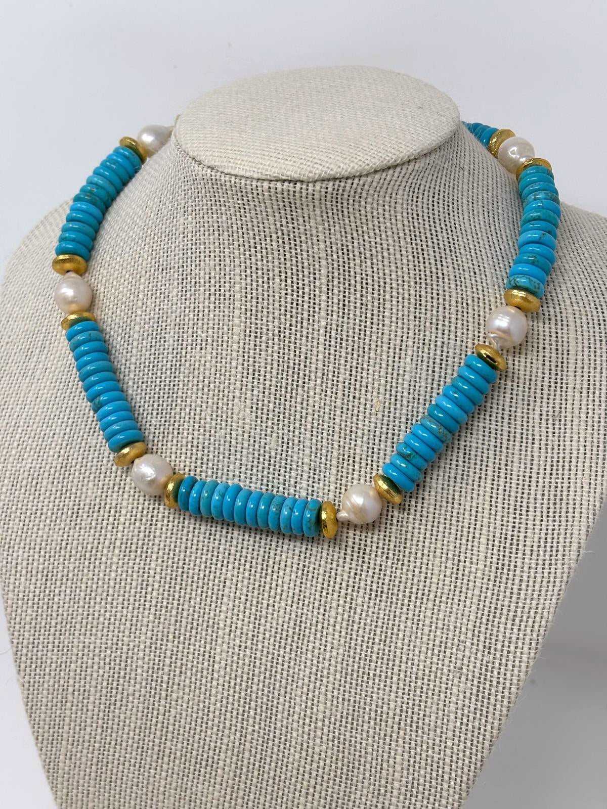 Turquoise & Pearls Necklace image 1