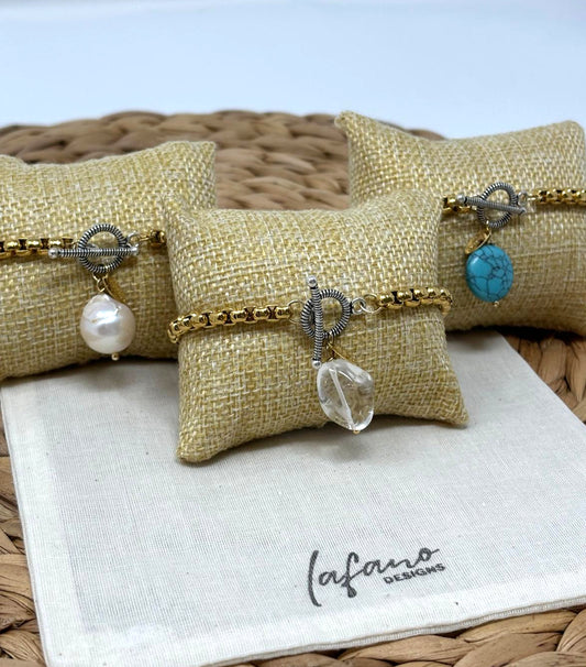 Box Chain Gold Plated Charm Bracelet image 0