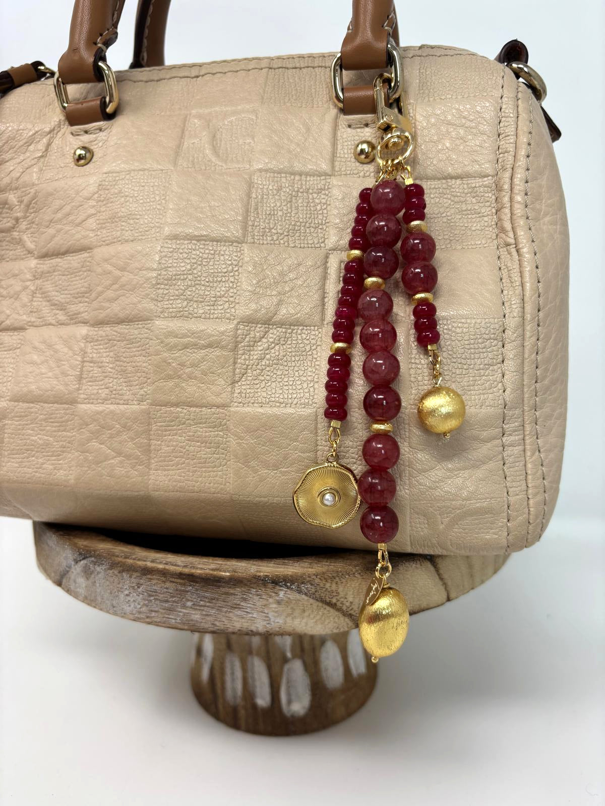 Burgundy & Gold Bag Charm image 2