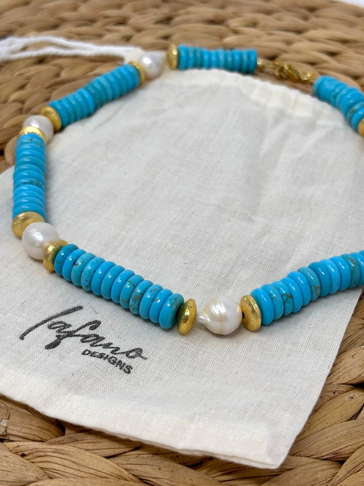 Turquoise & Pearls Necklace image 2