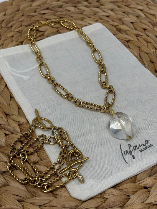 Catena Quartz Charm Gold Plated Necklace image 0