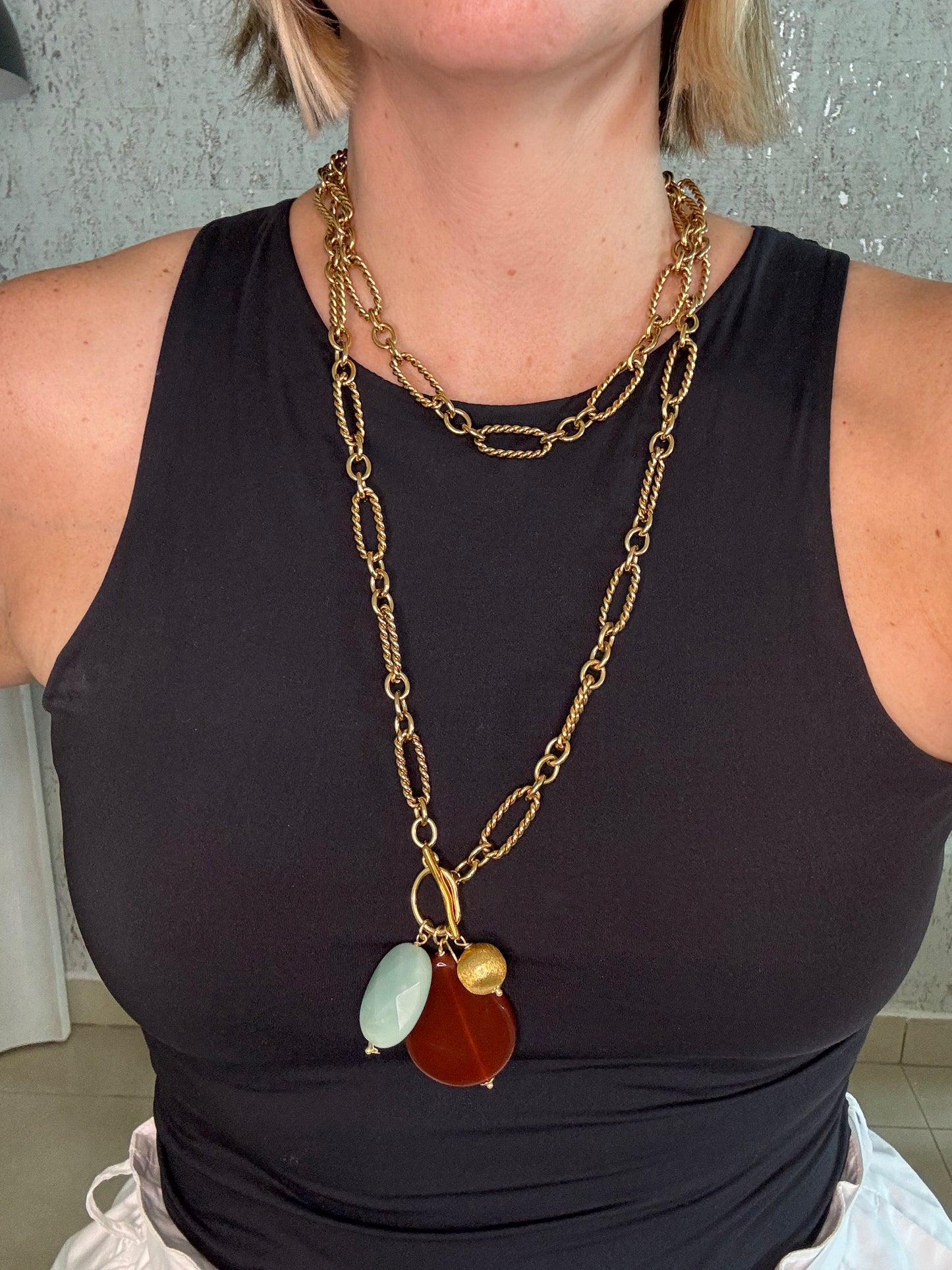 Catena Amazonite Charm Necklace