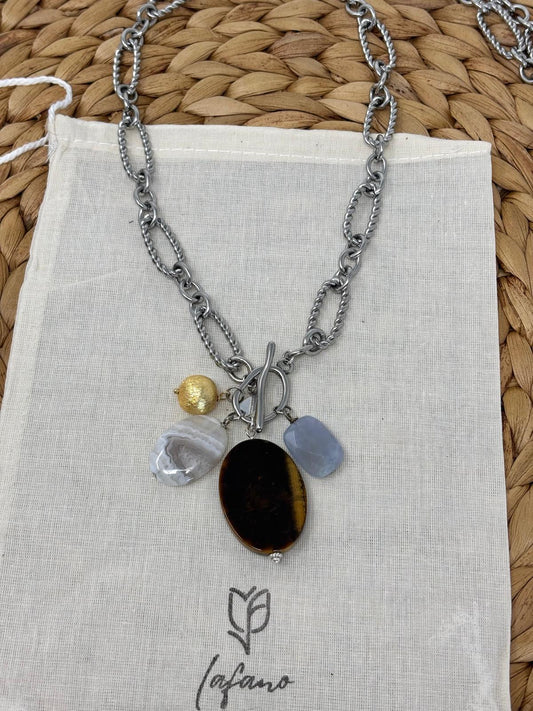 Catena Tiger's Eye Charm Necklace