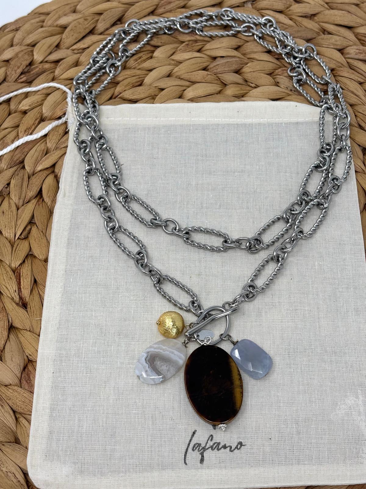 Catena Tiger's Eye Charm Necklace