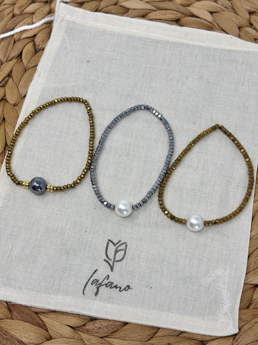 Hematite & Pearl Bracelets