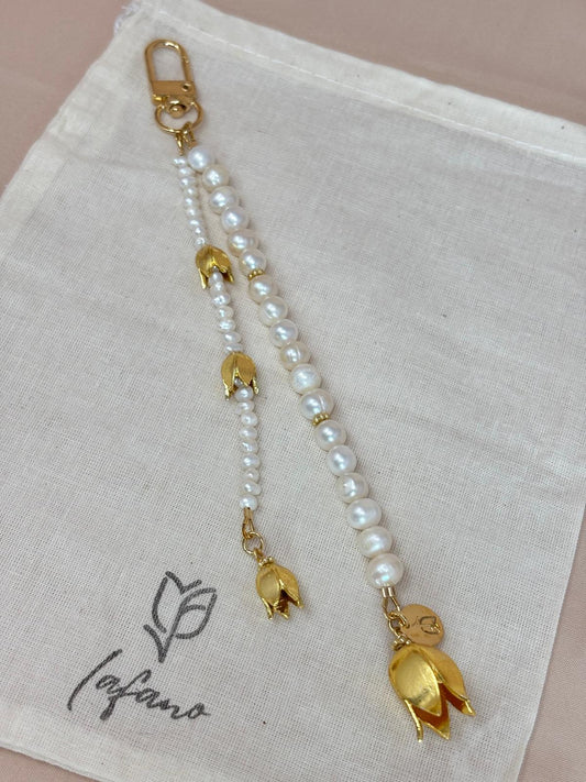 Tulip & Pearls Bag Charm
