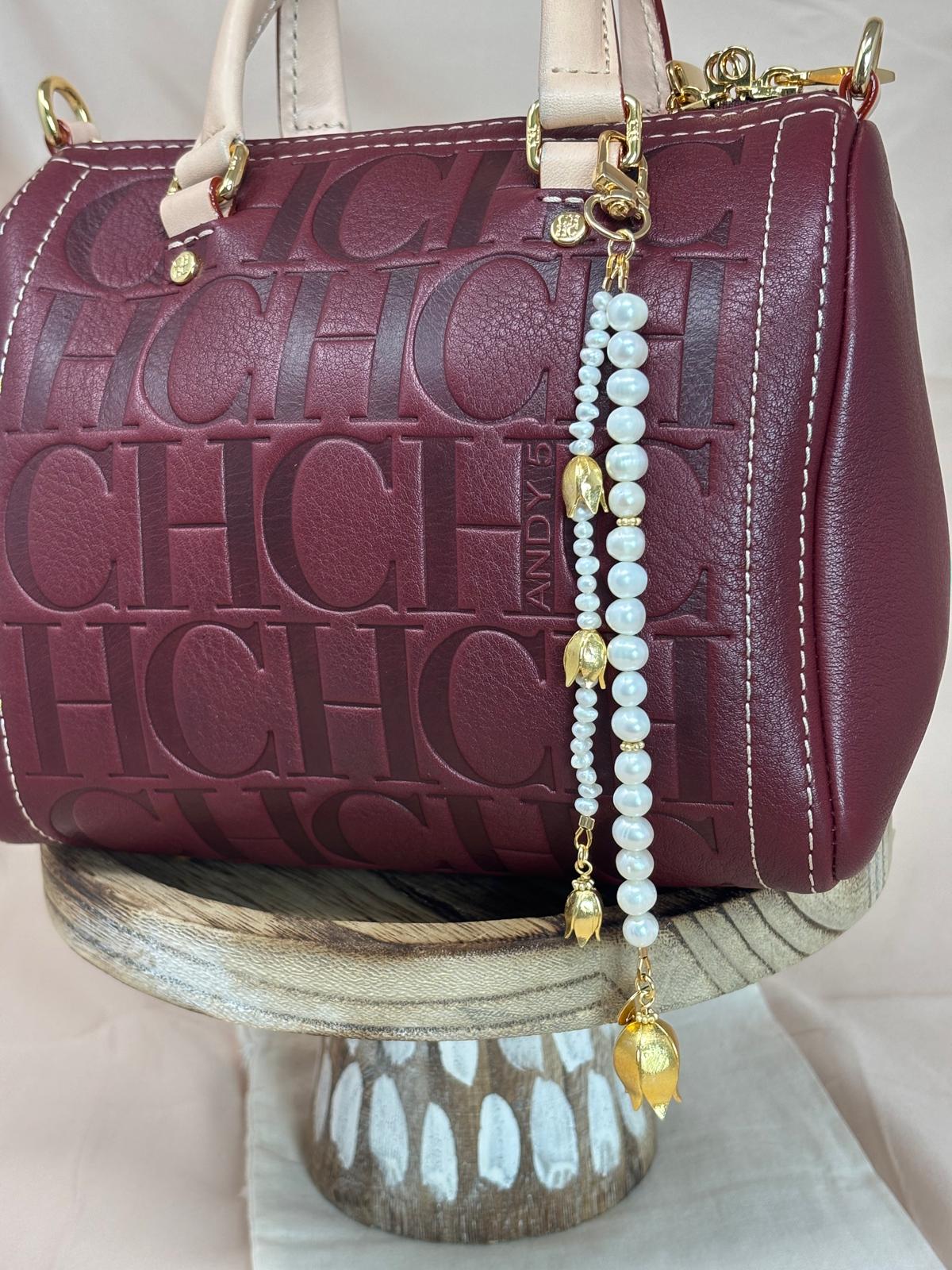 Tulip & Pearls Bag Charm