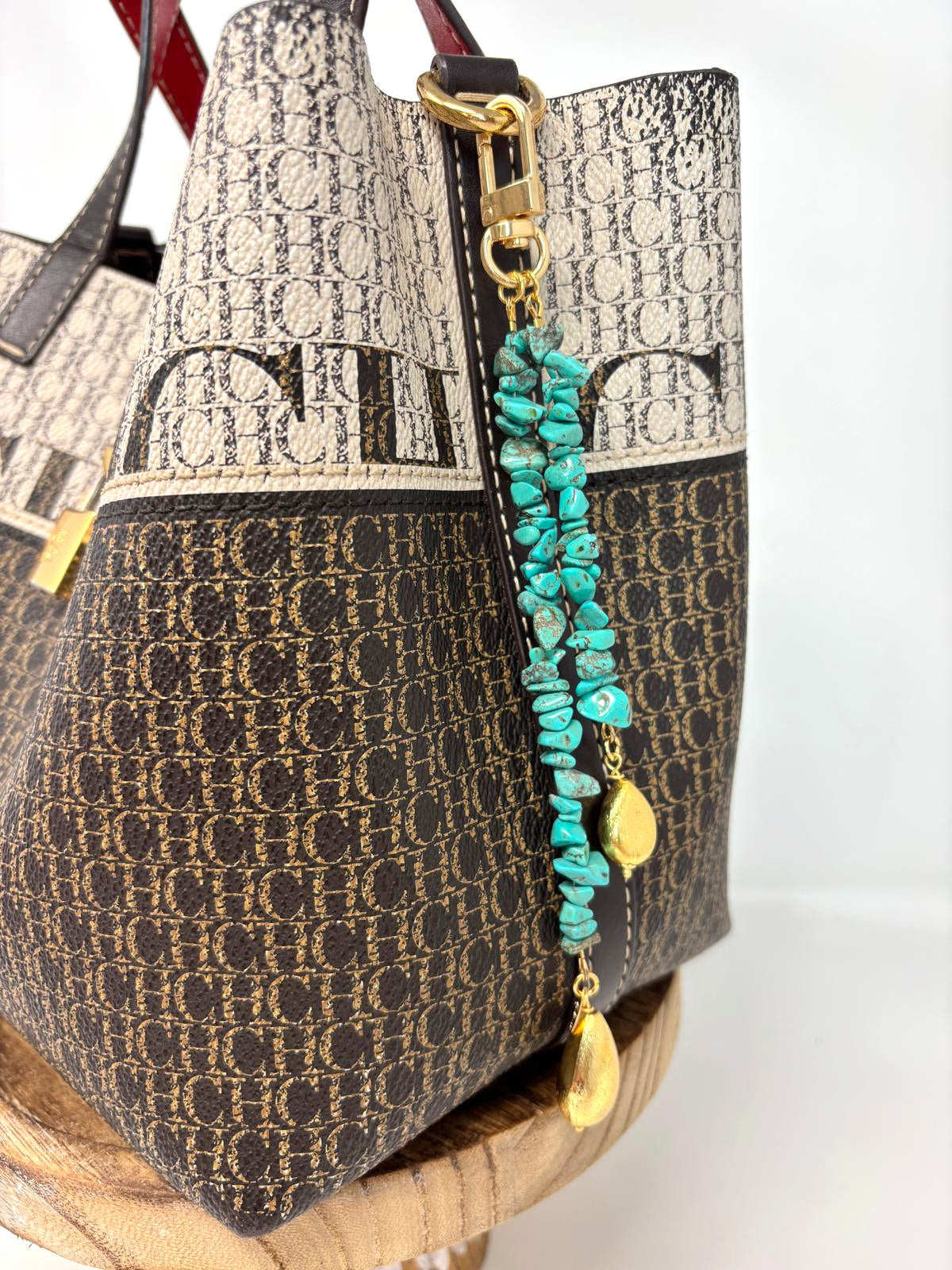 Turquoise & Gold Bag Charm image 2