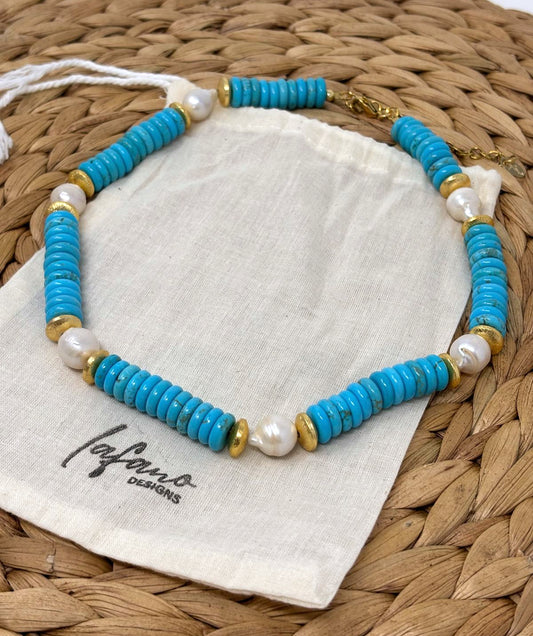 Turquoise & Pearls Necklace image 0