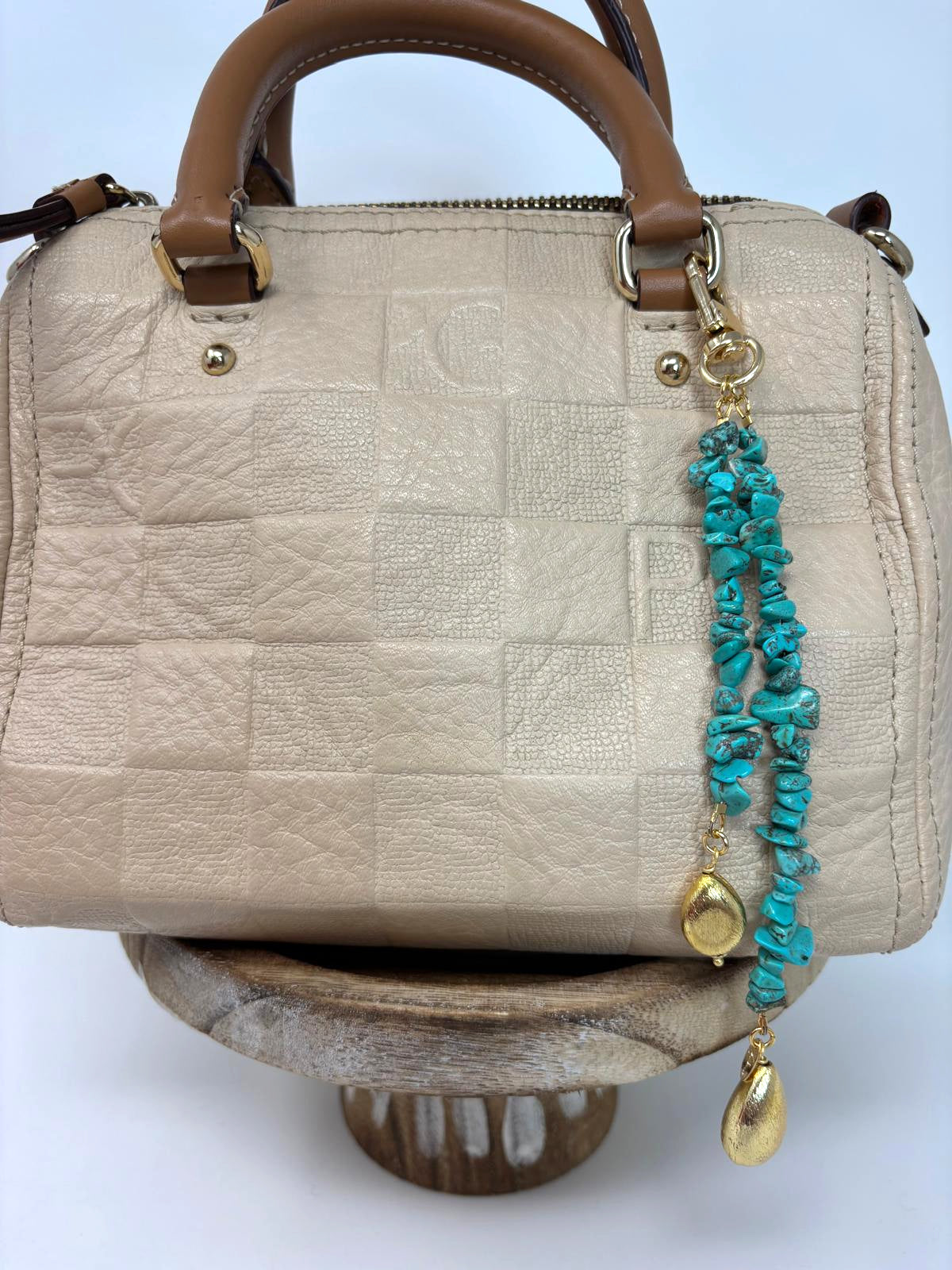 Turquoise & Gold Bag Charm image 3